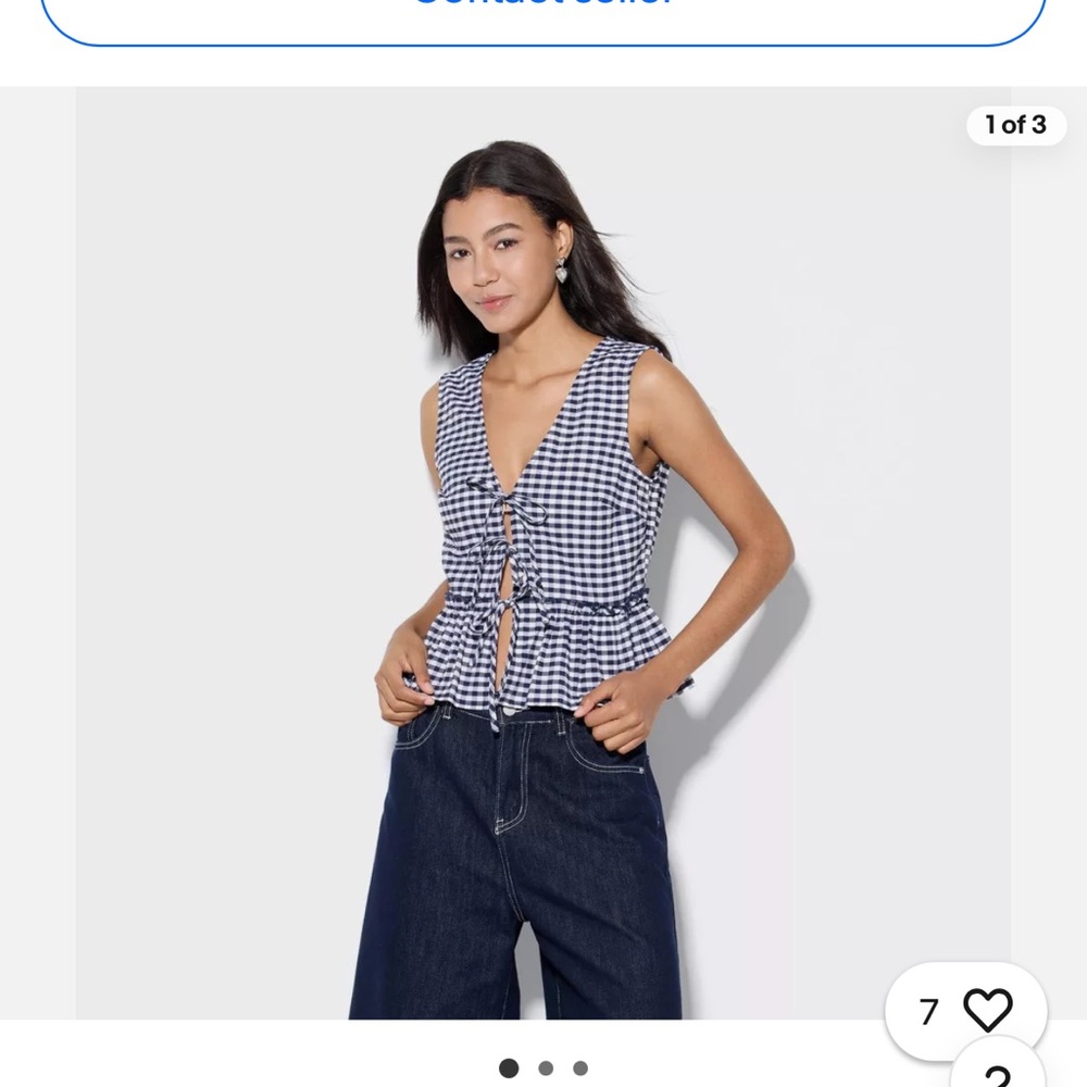 Wild Fable Gingham Tie Front Tank Top